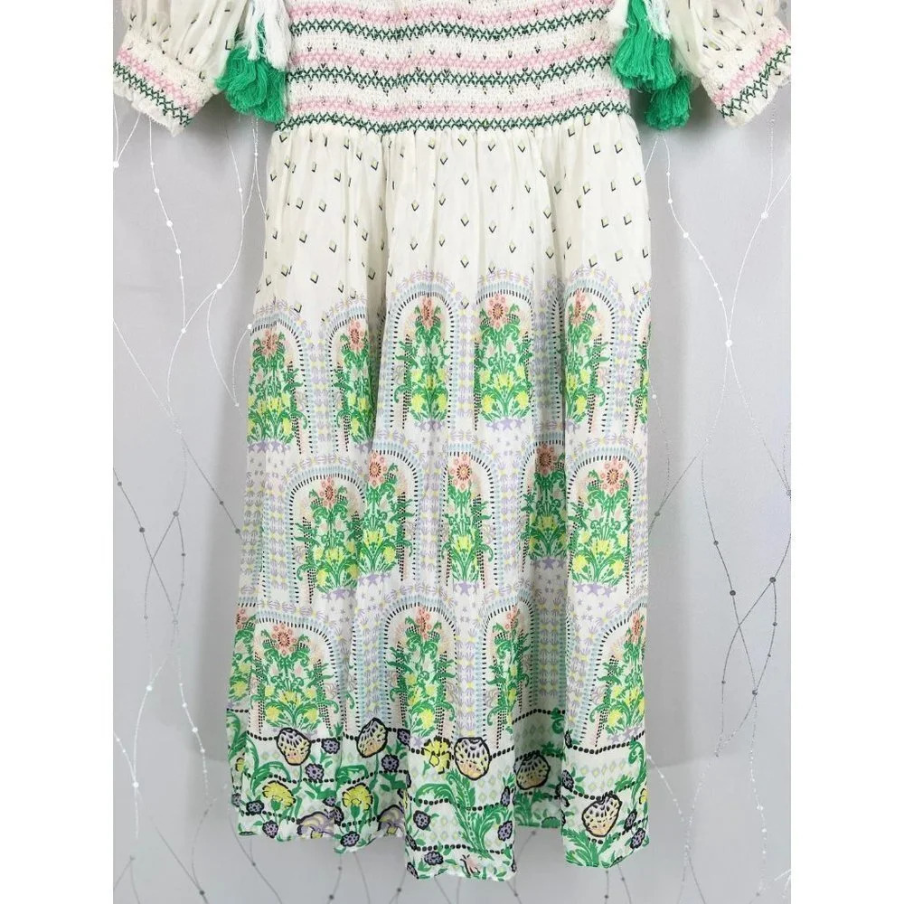 Alice + Olivia Sun Valley Trellis Multi White Green Dress $660 - Picture 7 of 14